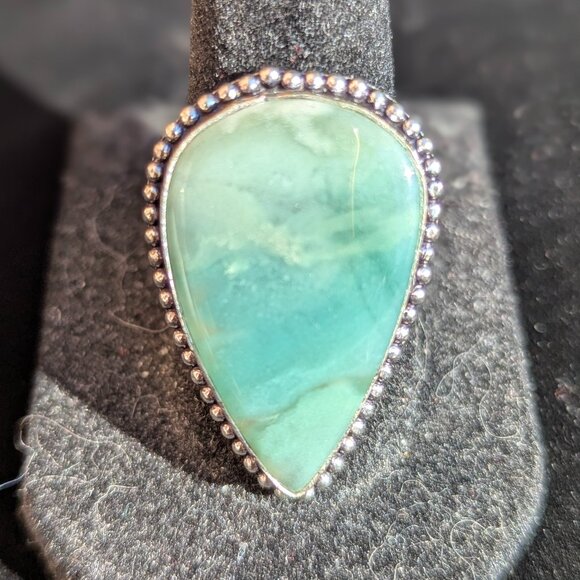 STERLING CHRYSOPRASE RING - Picture 1 of 4